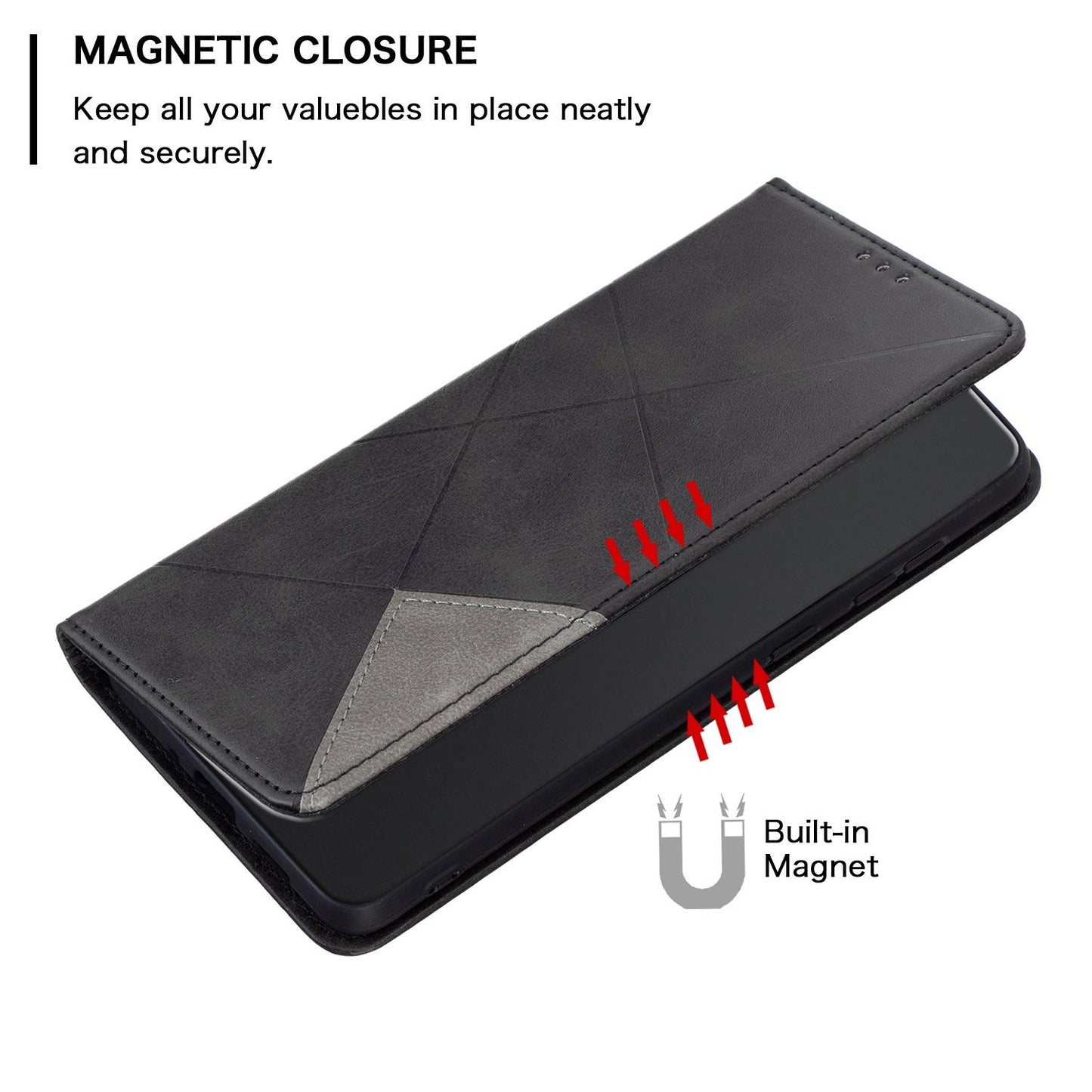 For Redmi Note 17 Pro 5G Global 163mm Rhombus Texture Magnetic Leather Phone Case(Black)