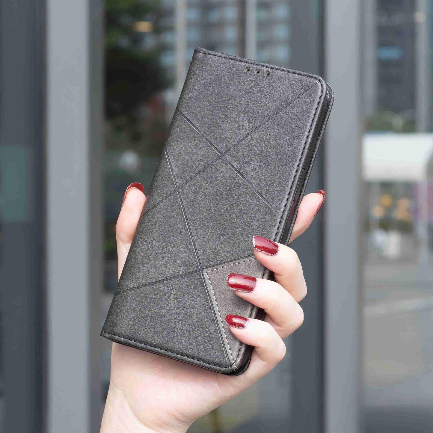 For Redmi Note 17 Pro 5G Global 163mm Rhombus Texture Magnetic Leather Phone Case(Black)