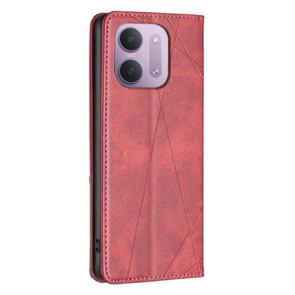 For Redmi 15C 5G/4G Global 171/Poco C85 4G Rhombus Texture Magnetic Leather Phone Case - Red - EDA007060624A