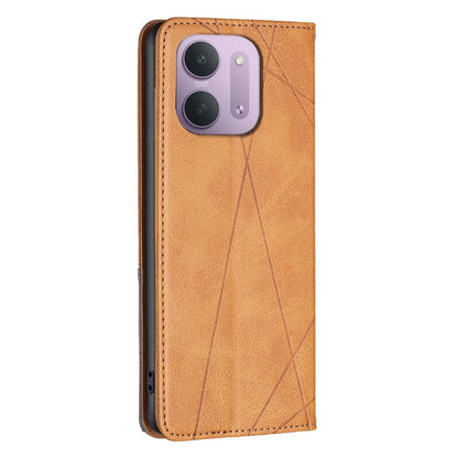 For Redmi 15C 5G/4G Global 171/Poco C85 4G Rhombus Texture Magnetic Leather Phone Case - Yellow - EDA007060624B