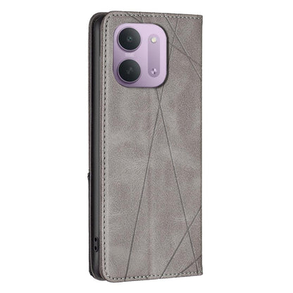 For Redmi 15C 5G/4G Global 171/Poco C85 4G Rhombus Texture Magnetic Leather Phone Case - Grey - EDA007060624C