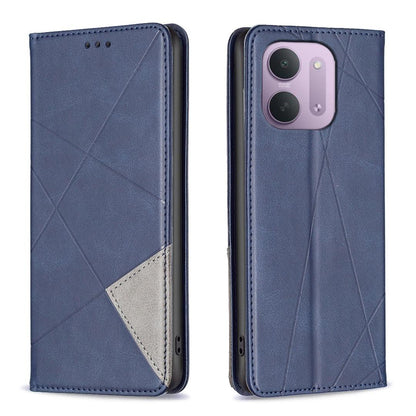 For Redmi 15C 5G/4G Global 171/Poco C85 4G Rhombus Texture Magnetic Leather Phone Case - Blue - EDA007060624F