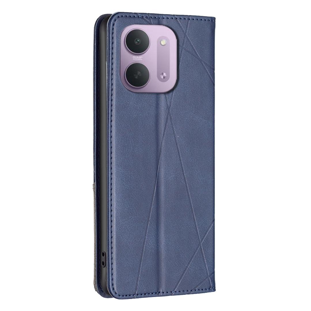 For Redmi 15C 5G/4G Global 171/Poco C85 4G Rhombus Texture Magnetic Leather Phone Case - Blue - EDA007060624F