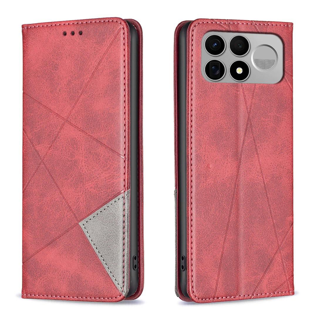 For Redmi K100 Pro Max 5G Rhombus Texture Magnetic Leather Phone Case - Red - EDA007060625A