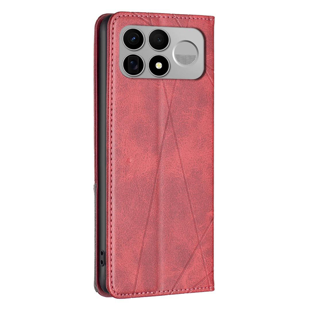 For Redmi K100 Pro Max 5G Rhombus Texture Magnetic Leather Phone Case - Red - EDA007060625A