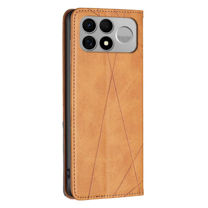 For Redmi K100 Pro Max 5G Rhombus Texture Magnetic Leather Phone Case - Yellow - EDA007060625B