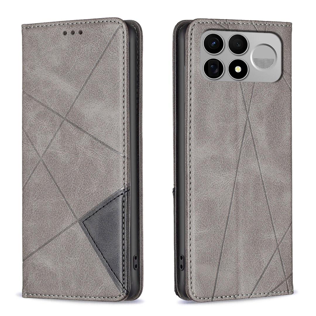 For Redmi K100 Pro Max 5G Rhombus Texture Magnetic Leather Phone Case - Grey - EDA007060625C