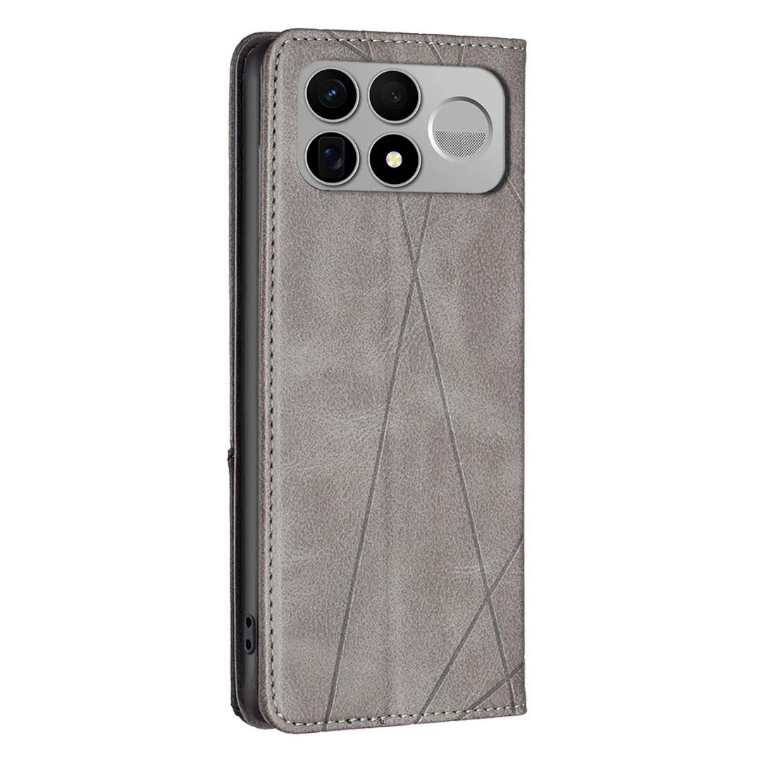 For Redmi K100 Pro Max 5G Rhombus Texture Magnetic Leather Phone Case - Grey - EDA007060625C