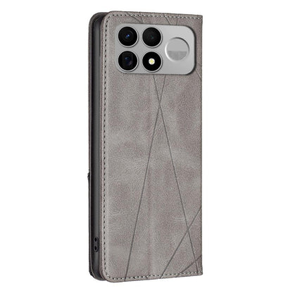 For Redmi K100 Pro Max 5G Rhombus Texture Magnetic Leather Phone Case - Grey - EDA007060625C