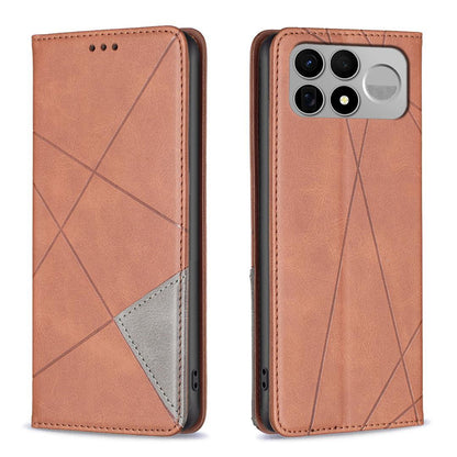 For Redmi K100 Pro Max 5G Rhombus Texture Magnetic Leather Phone Case - Brown - EDA007060625D