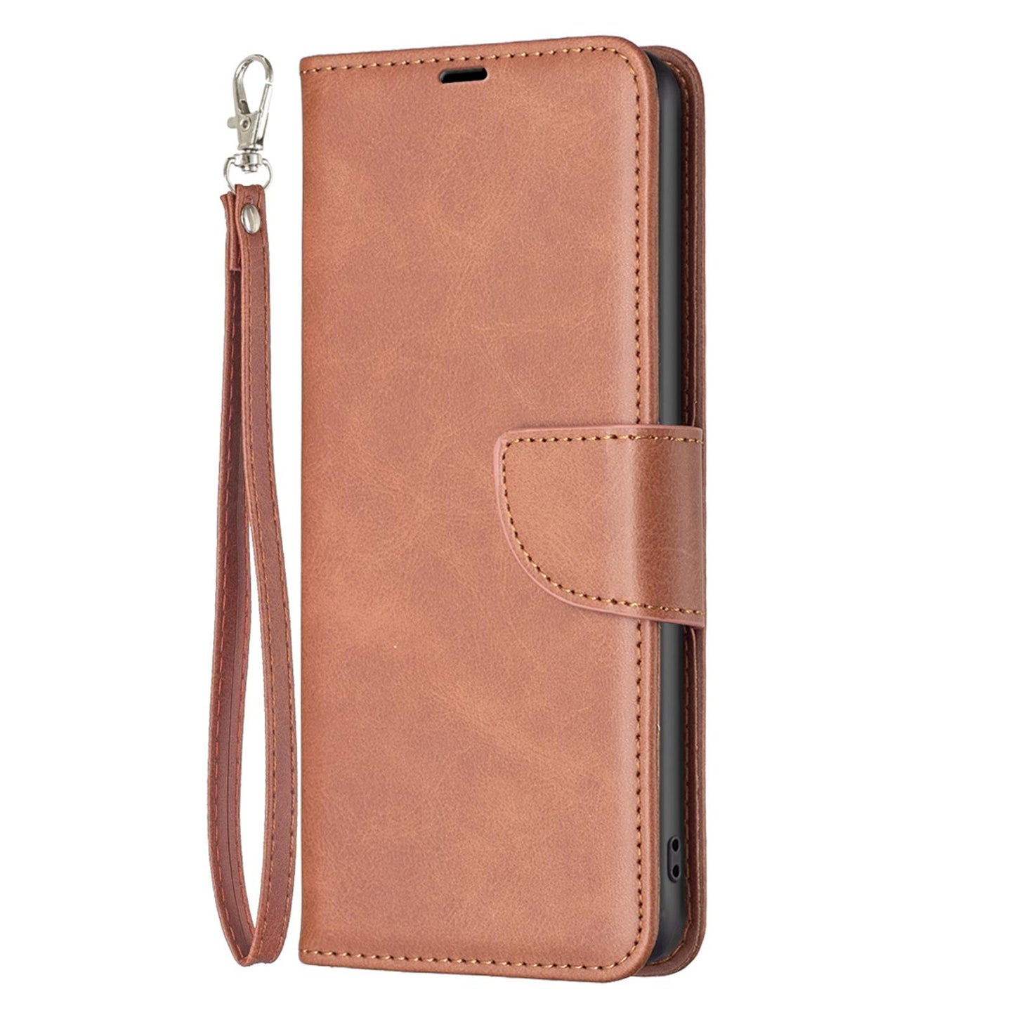 For Redmi K90 Pro Max/Poco F8 Ultra Lambskin Texture Pure Color Flip Leather Phone Case(Brown)