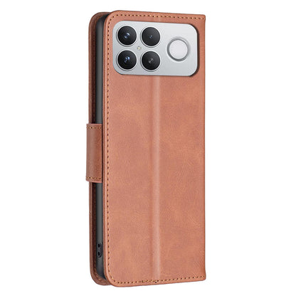 For Redmi K90 Pro Max/Poco F8 Ultra Lambskin Texture Pure Color Flip Leather Phone Case(Brown)