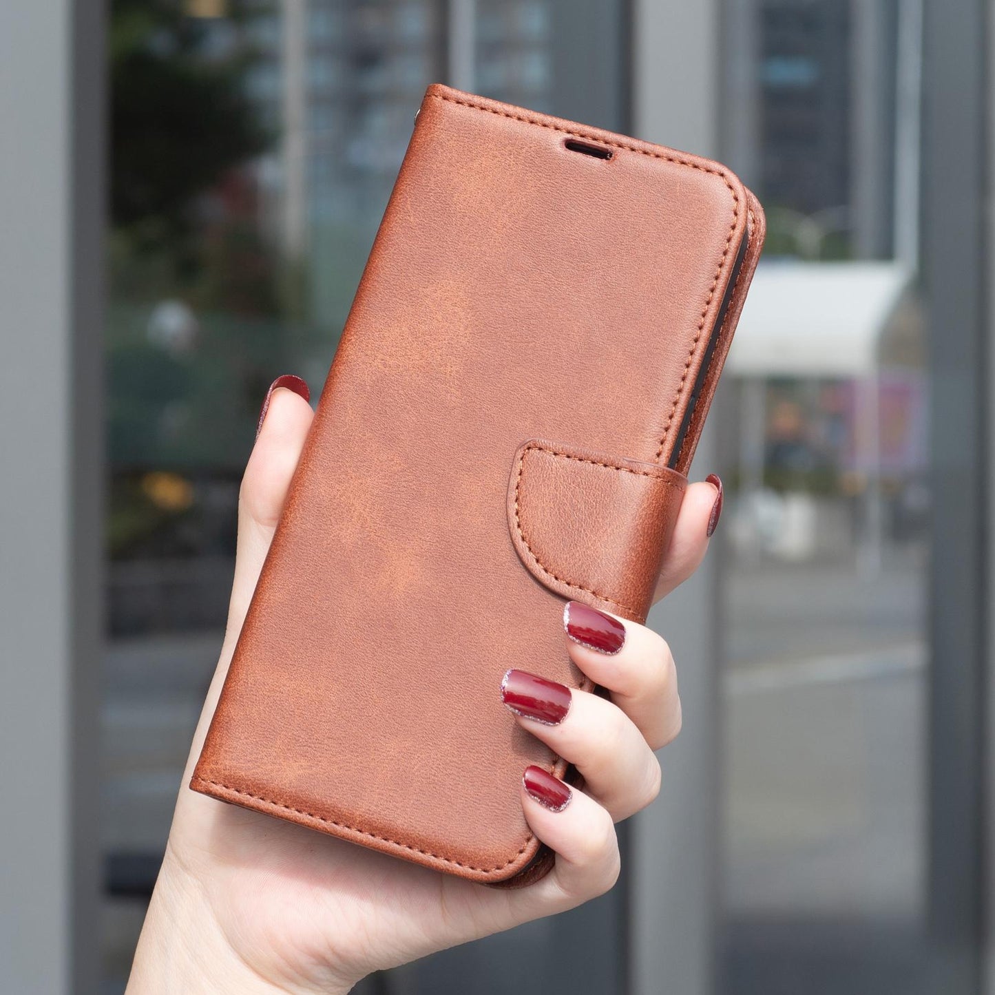 For Redmi K90 Pro Max/Poco F8 Ultra Lambskin Texture Pure Color Flip Leather Phone Case(Brown)