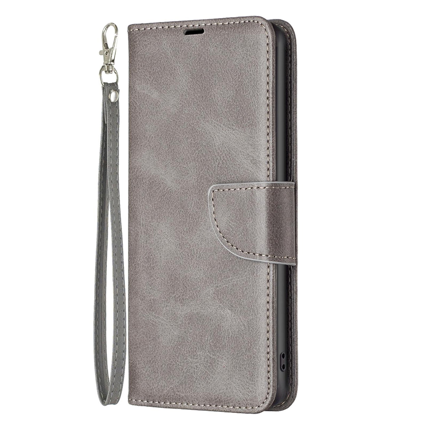 For Redmi K90 Pro Max/Poco F8 Ultra Lambskin Texture Pure Color Flip Leather Phone Case(Grey)