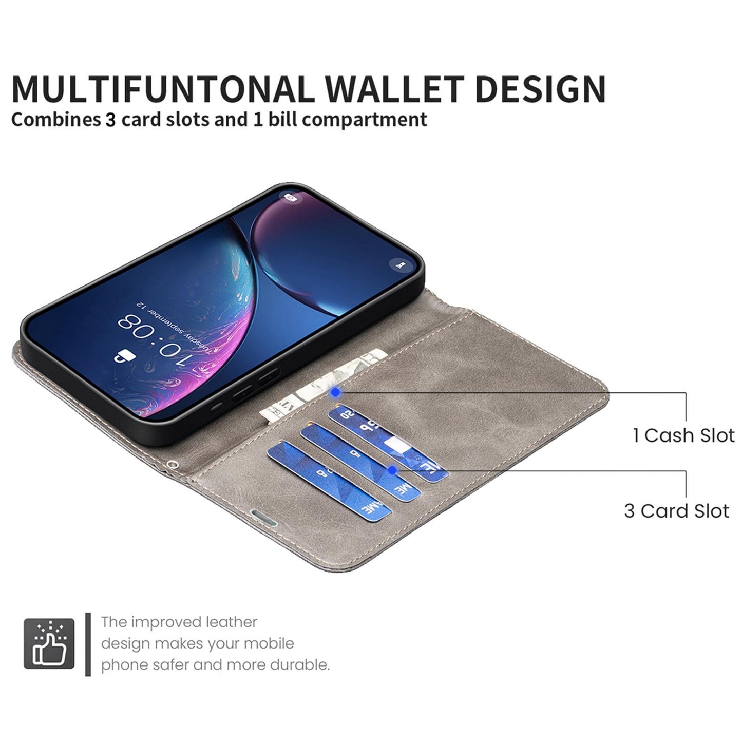 For Redmi K90 Pro Max/Poco F8 Ultra Lambskin Texture Pure Color Flip Leather Phone Case(Grey)
