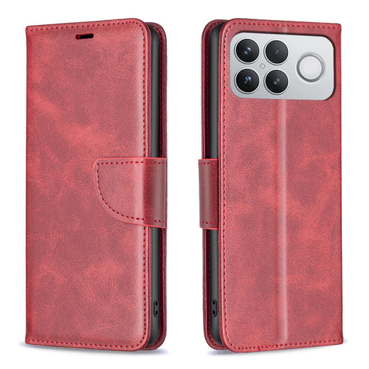 For Redmi K90 Pro Max/Poco F8 Ultra Lambskin Texture Pure Color Flip Leather Phone Case(Red)