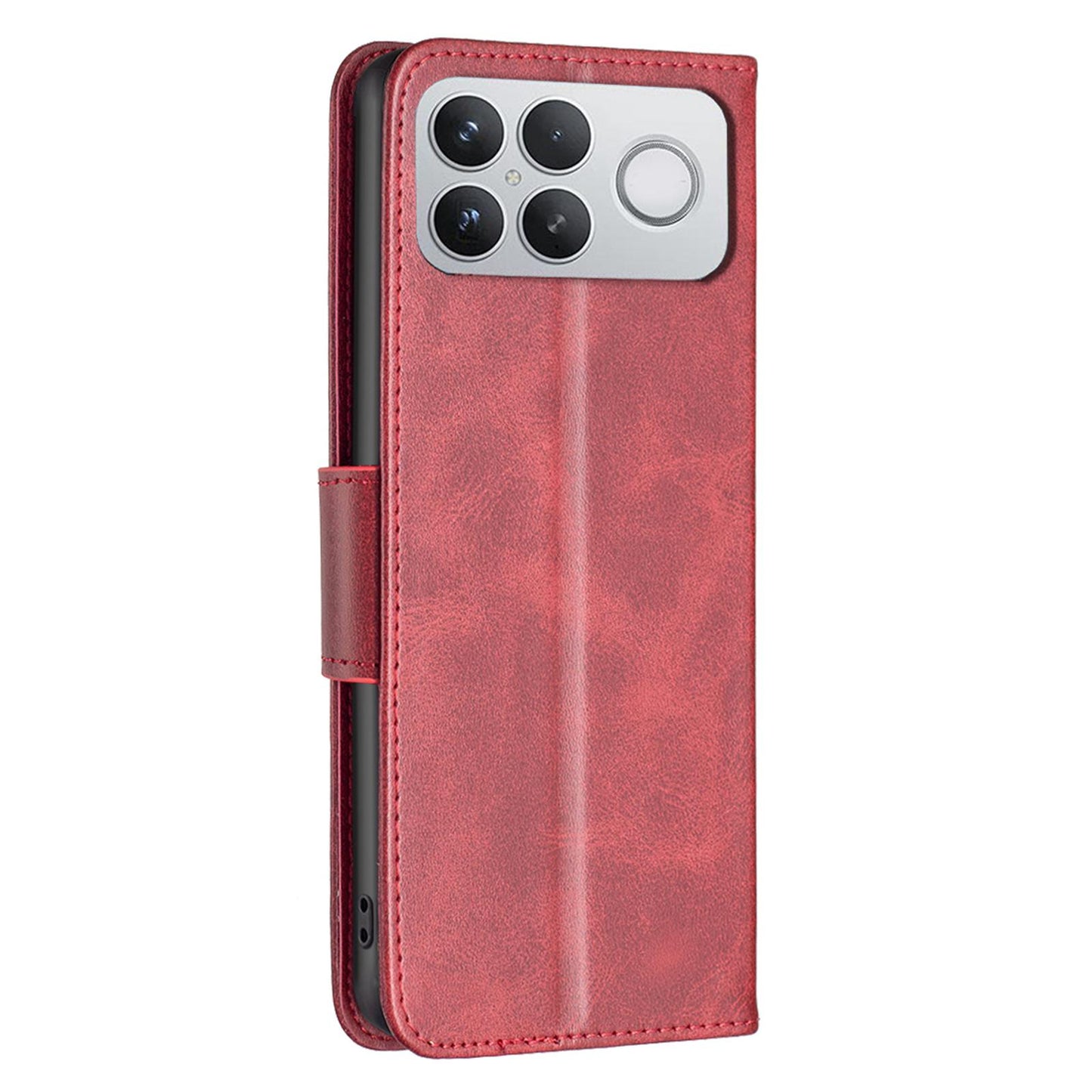 For Redmi K90 Pro Max/Poco F8 Ultra Lambskin Texture Pure Color Flip Leather Phone Case(Red)
