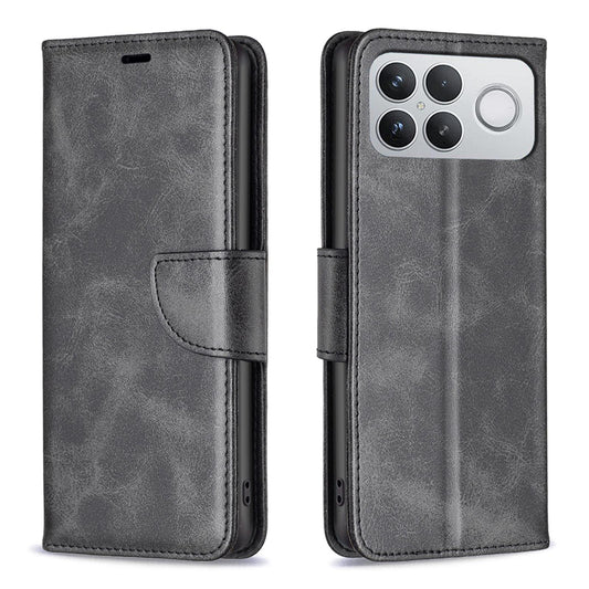 For Redmi K90 Pro Max/Poco F8 Ultra Lambskin Texture Pure Color Flip Leather Phone Case(Black)