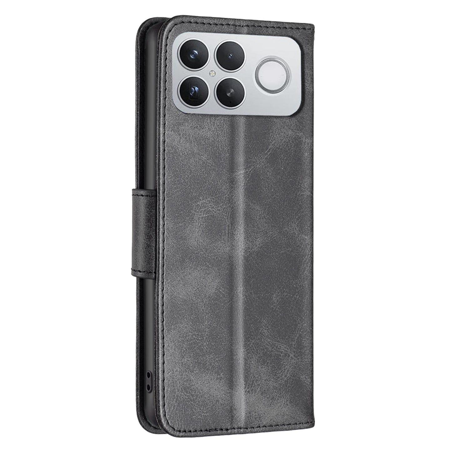 For Redmi K90 Pro Max/Poco F8 Ultra Lambskin Texture Pure Color Flip Leather Phone Case(Black)