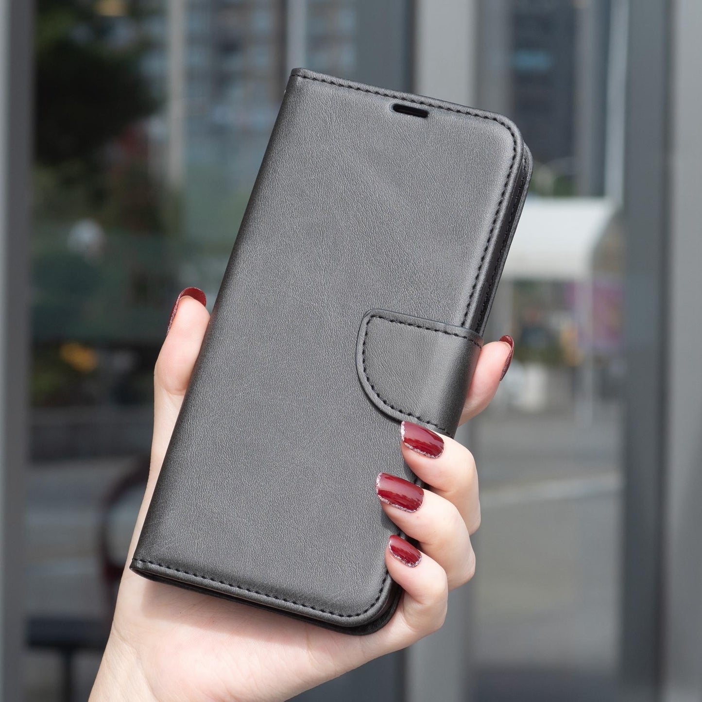 For Redmi K90 Pro Max/Poco F8 Ultra Lambskin Texture Pure Color Flip Leather Phone Case(Black)