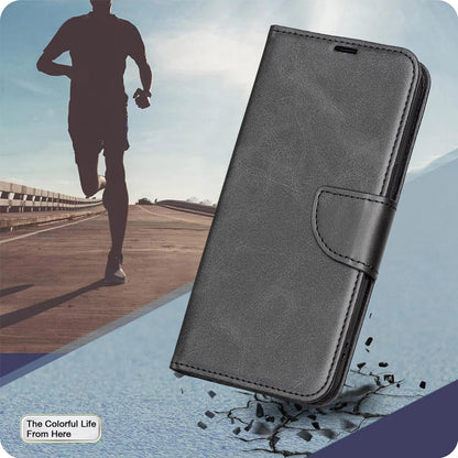 For Redmi K90 Pro Max/Poco F8 Ultra Lambskin Texture Pure Color Flip Leather Phone Case(Black)