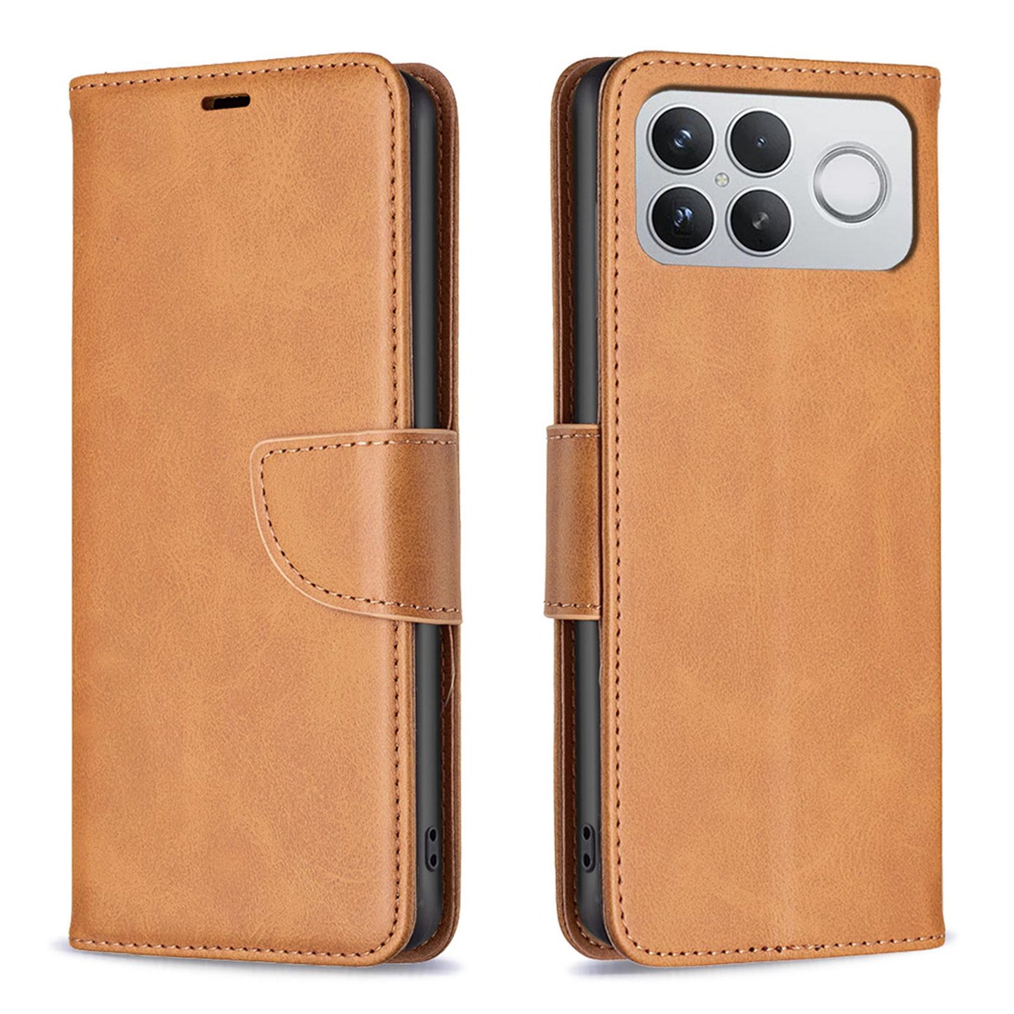 For Redmi K90 Pro Max/Poco F8 Ultra Lambskin Texture Pure Color Flip Leather Phone Case(Yellow)