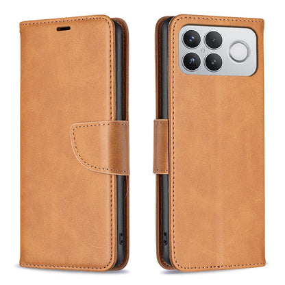 For Redmi K90 Pro Max/Poco F8 Ultra Lambskin Texture Pure Color Flip Leather Phone Case(Yellow)
