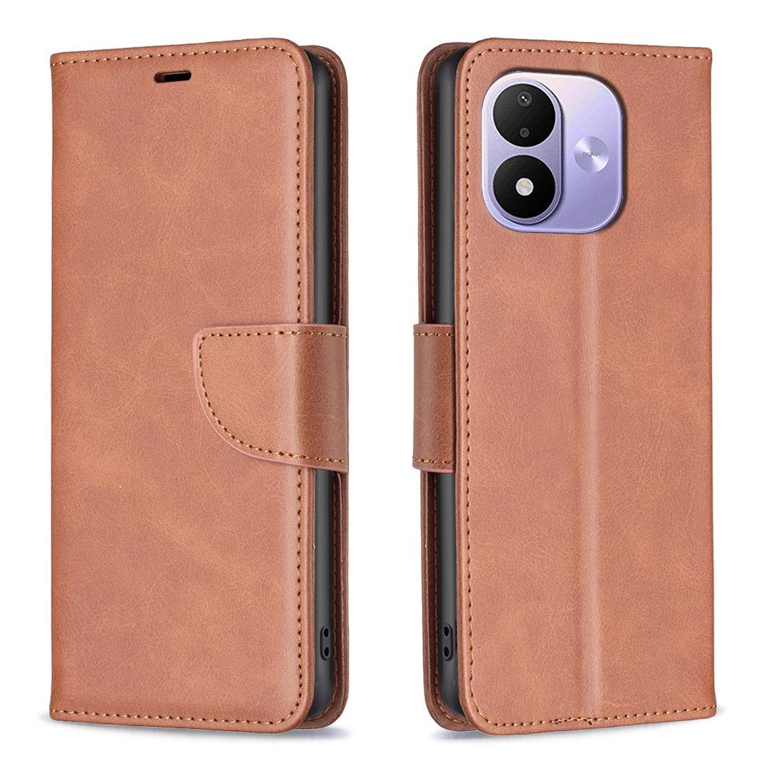 For Redmi Note 17 Pro 5G Global 163mm Lambskin Texture Pure Color Flip Leather Phone Case(Brown)