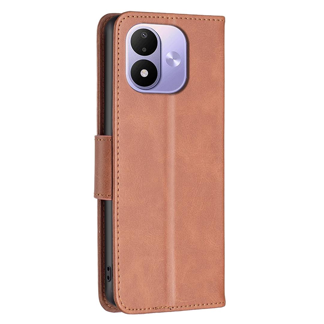 For Redmi Note 17 Pro 5G Global 163mm Lambskin Texture Pure Color Flip Leather Phone Case(Brown)