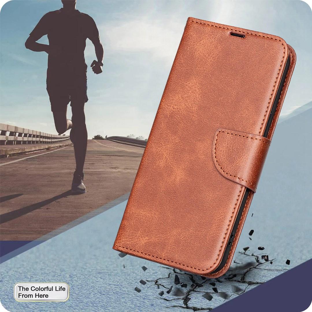 For Redmi Note 17 Pro 5G Global 163mm Lambskin Texture Pure Color Flip Leather Phone Case(Brown)