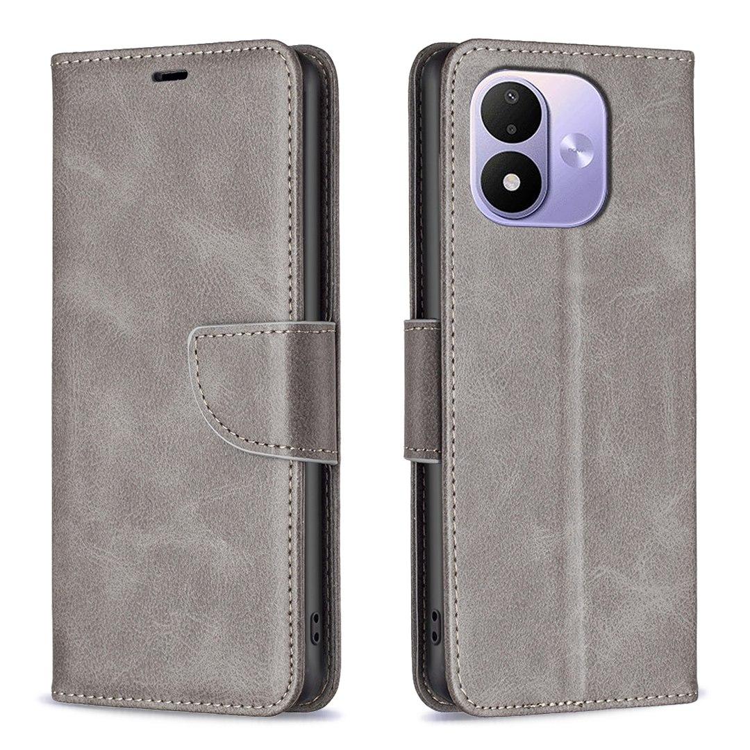 For Redmi Note 17 Pro 5G Global 163mm Lambskin Texture Pure Color Flip Leather Phone Case(Grey)