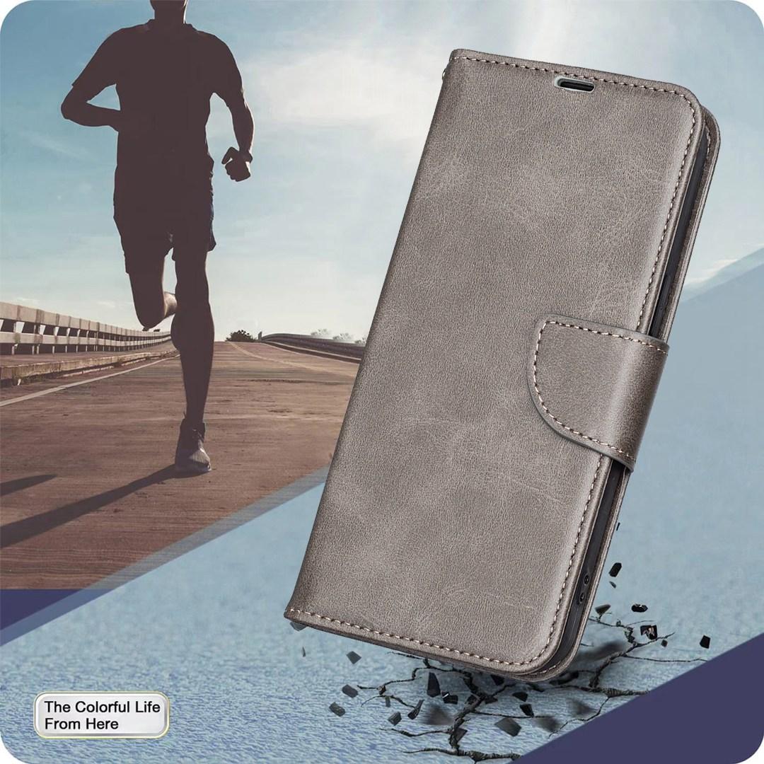 For Redmi Note 17 Pro 5G Global 163mm Lambskin Texture Pure Color Flip Leather Phone Case(Grey)