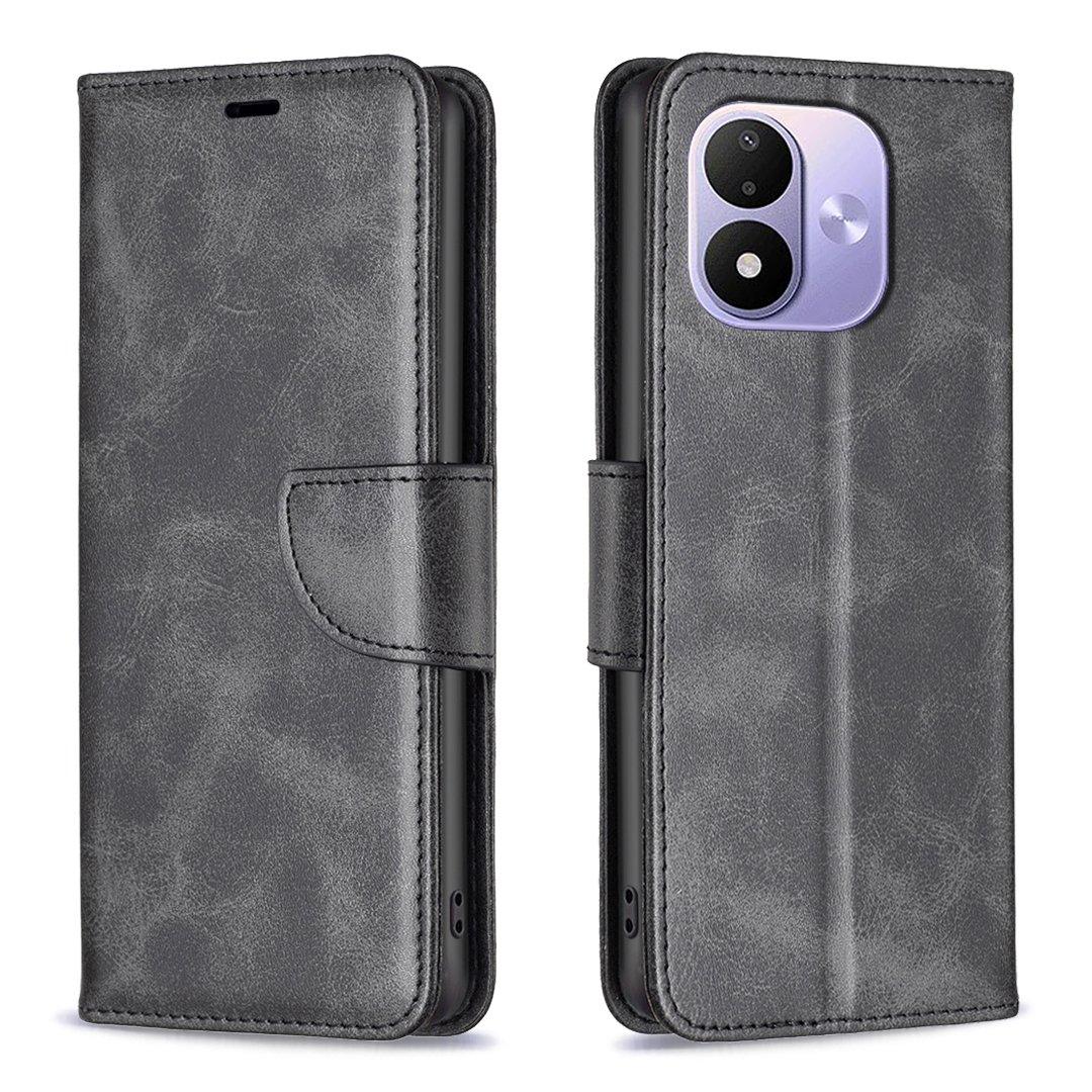 For Redmi Note 17 Pro 5G Global 163mm Lambskin Texture Pure Color Flip Leather Phone Case(Black)
