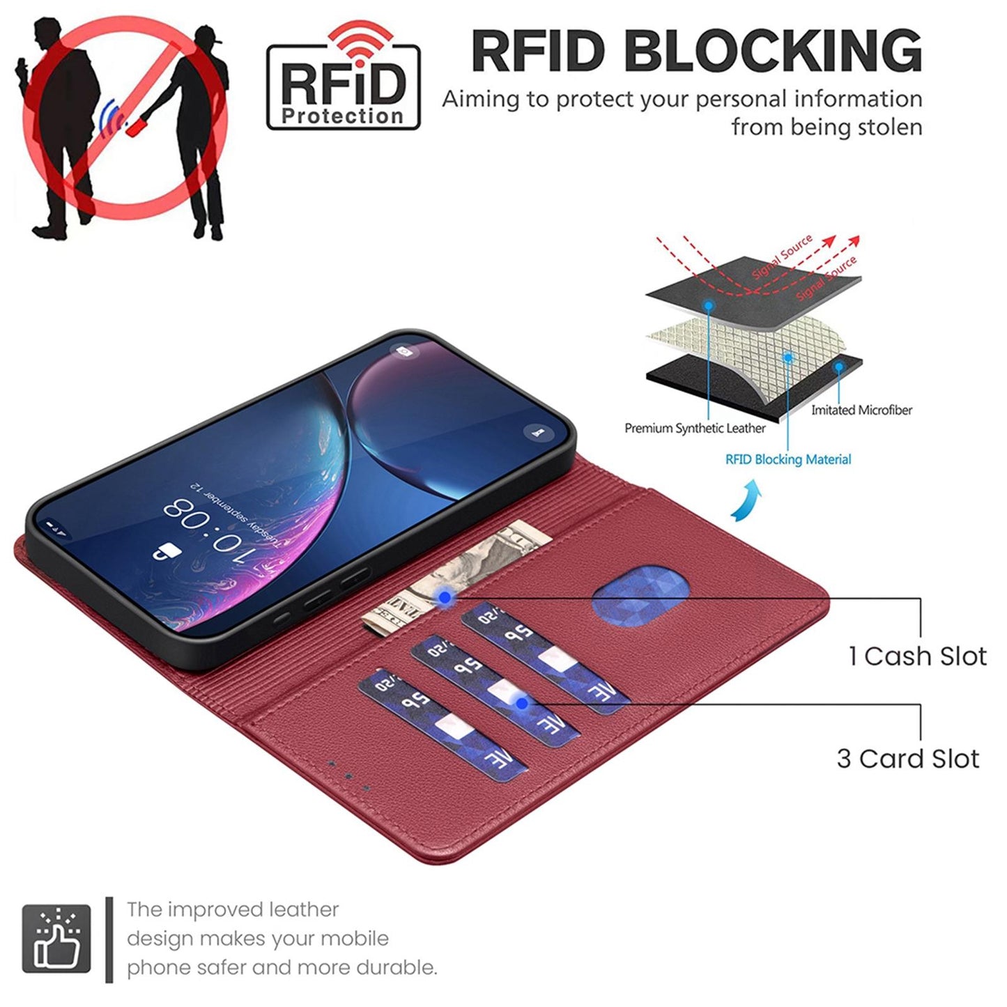 For Redmi K90 Pro Max/Poco F8 Ultra Litchi Texture RFID Anti-theft Leather Phone Case(Red)