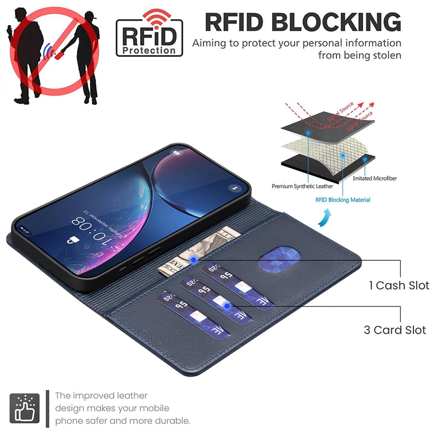For Redmi K90 Pro Max/Poco F8 Ultra Litchi Texture RFID Anti-theft Leather Phone Case(Blue)