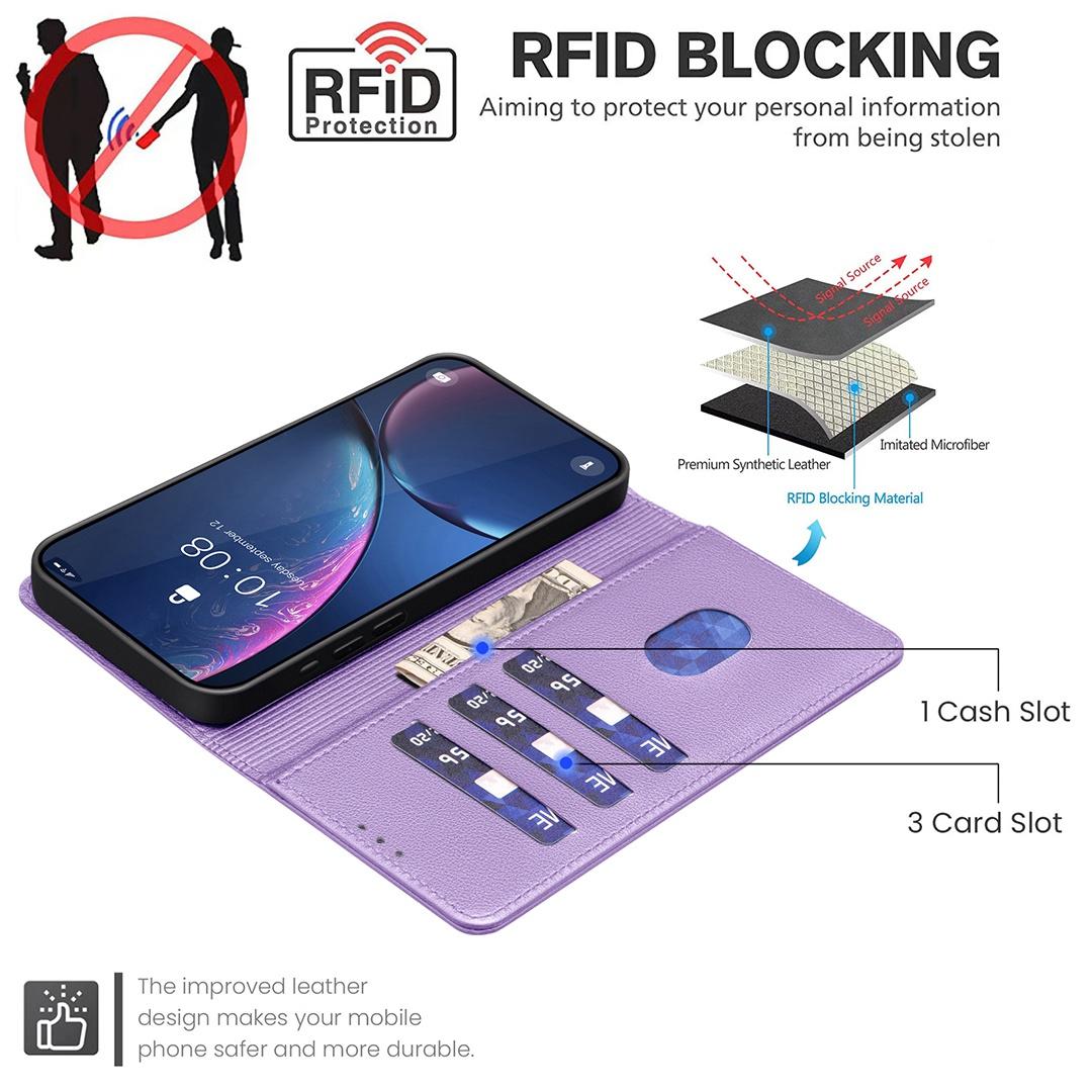 For Redmi 17 4G / 5G Global 170mm Litchi Texture RFID Anti-theft Leather Phone Case(Purple)