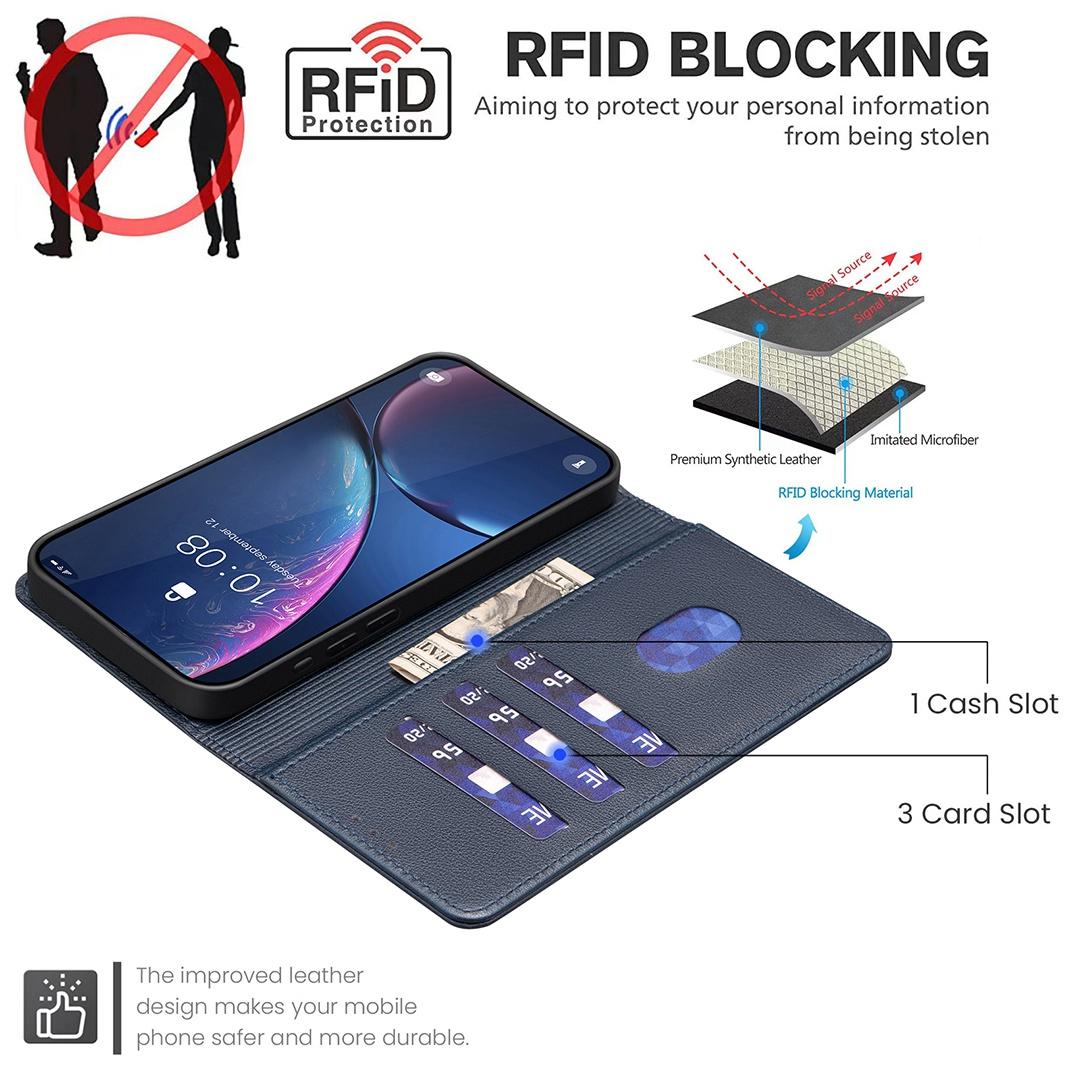 For Redmi 17 4G / 5G Global 170mm Litchi Texture RFID Anti-theft Leather Phone Case(Blue)