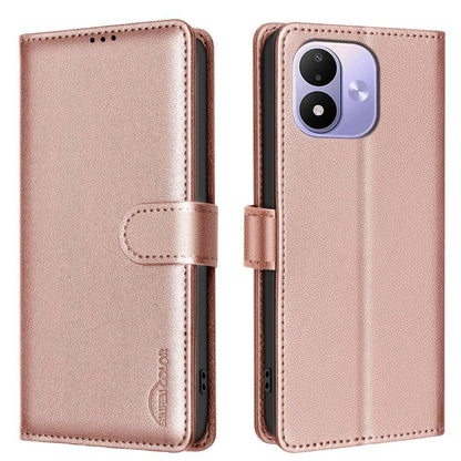 For Redmi Note 17 4G Global 171mm Litchi Texture RFID Anti-theft Leather Phone Case(Gold)