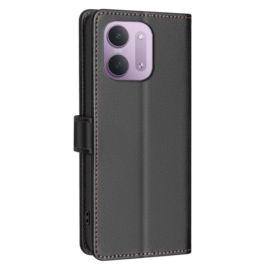 For Redmi 15C 5G/4G Global 171/Poco C85 4G Litchi Texture RFID Anti-theft Leather Phone Case - Black - EDA007061825A