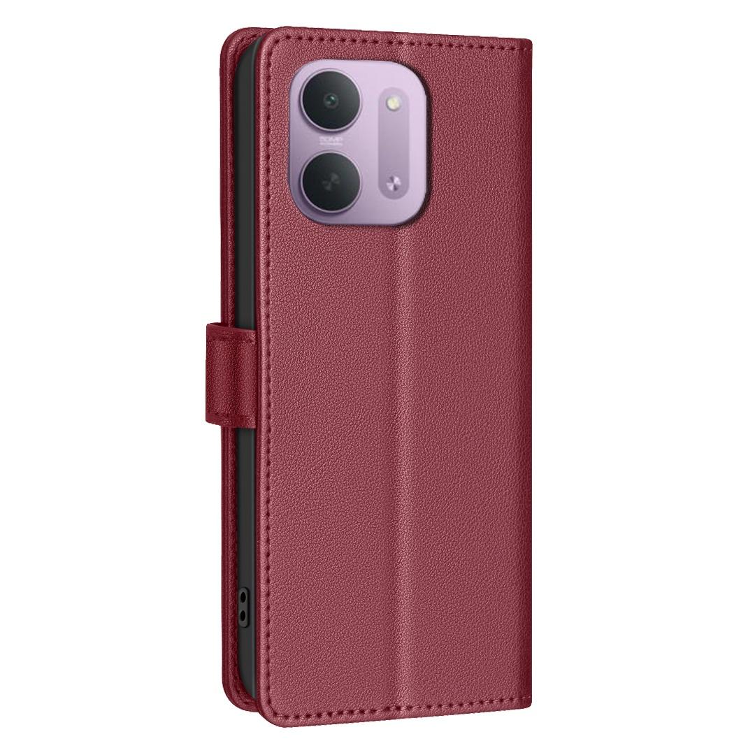 For Redmi 15C 5G/4G Global 171/Poco C85 4G Litchi Texture RFID Anti-theft Leather Phone Case - Red - EDA007061825B