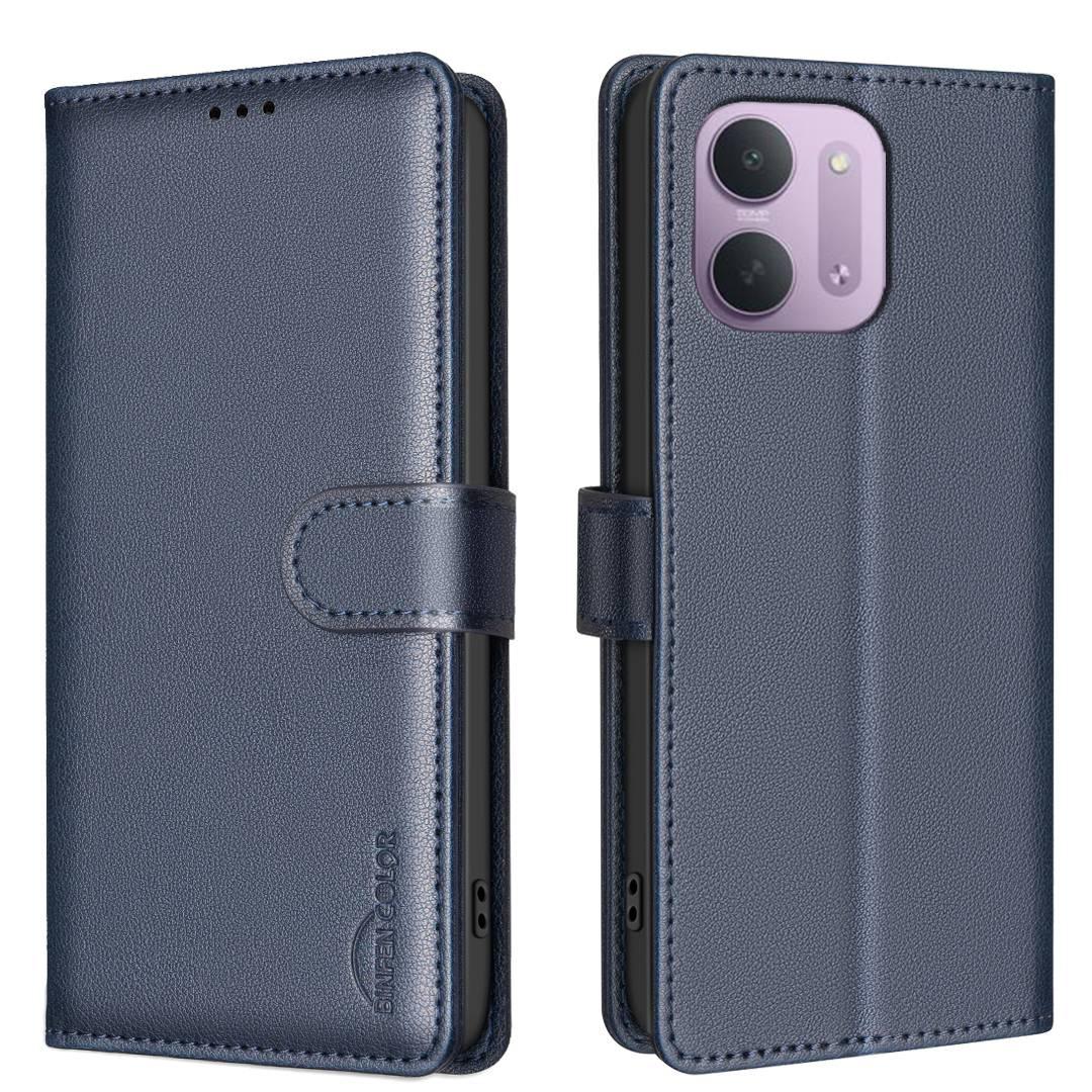 For Redmi 15C 5G/4G Global 171/Poco C85 4G Litchi Texture RFID Anti-theft Leather Phone Case - Blue - EDA007061825E