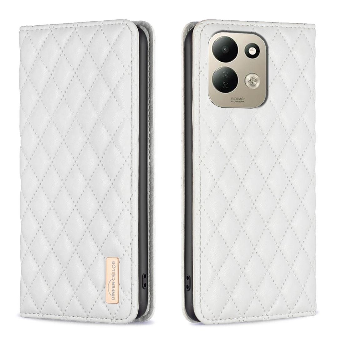 For Redmi 17 4G / 5G Global 170mm Diamond Lattice Magnetic Leather Flip Phone Case(White)