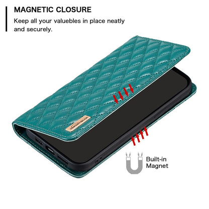 For Redmi 17 4G / 5G Global 170mm Diamond Lattice Magnetic Leather Flip Phone Case(Green)