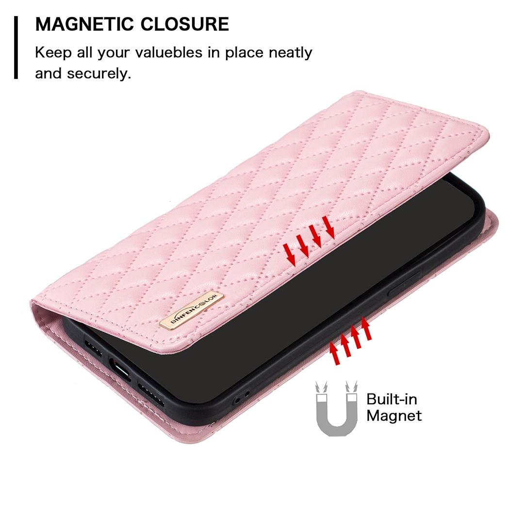For Redmi 17 4G / 5G Global 170mm Diamond Lattice Magnetic Leather Flip Phone Case(Pink)