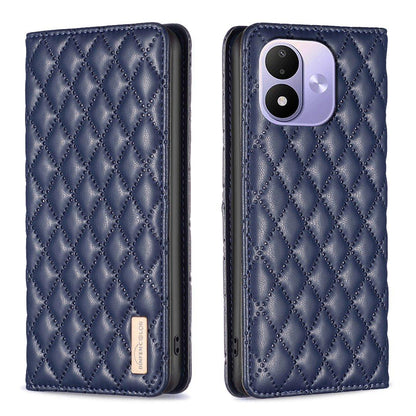For Redmi Note 17 4G Global 171mm Diamond Lattice Magnetic Leather Flip Phone Case(Blue)