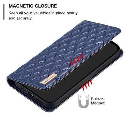 For Redmi Note 17 4G Global 171mm Diamond Lattice Magnetic Leather Flip Phone Case(Blue)