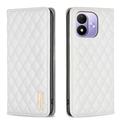 For Redmi Note 17 4G Global 171mm Diamond Lattice Magnetic Leather Flip Phone Case(White)