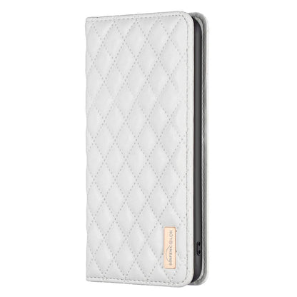 For Redmi Note 17 4G Global 171mm Diamond Lattice Magnetic Leather Flip Phone Case(White)