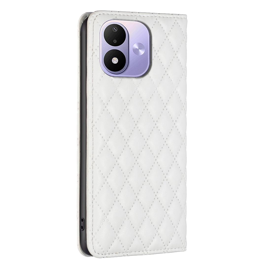 For Redmi Note 17 4G Global 171mm Diamond Lattice Magnetic Leather Flip Phone Case(White)