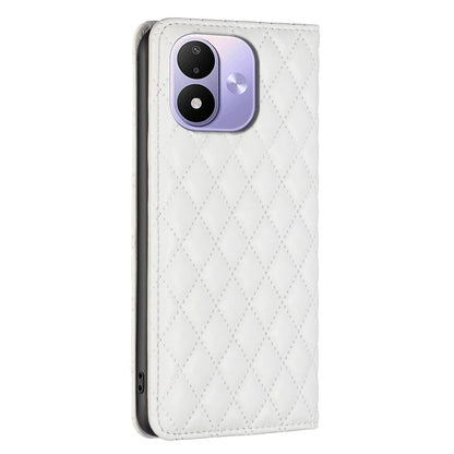 For Redmi Note 17 4G Global 171mm Diamond Lattice Magnetic Leather Flip Phone Case(White)